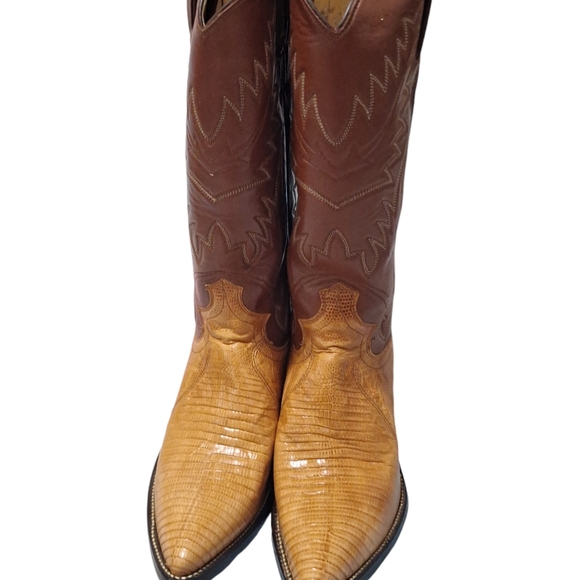 New Vintage Justin Made In USA Exotic Lizard Cowboy Boots Size 5A Style M3420 - Picture 4 of 15